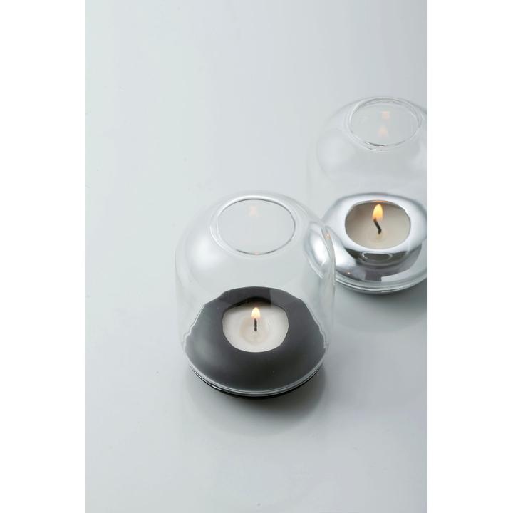 【100%】Tea Light Holder with glass cover / シルバー